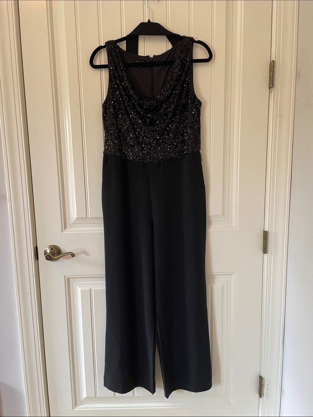 Talbots Black Beaded Sleeveless Jumpsuit